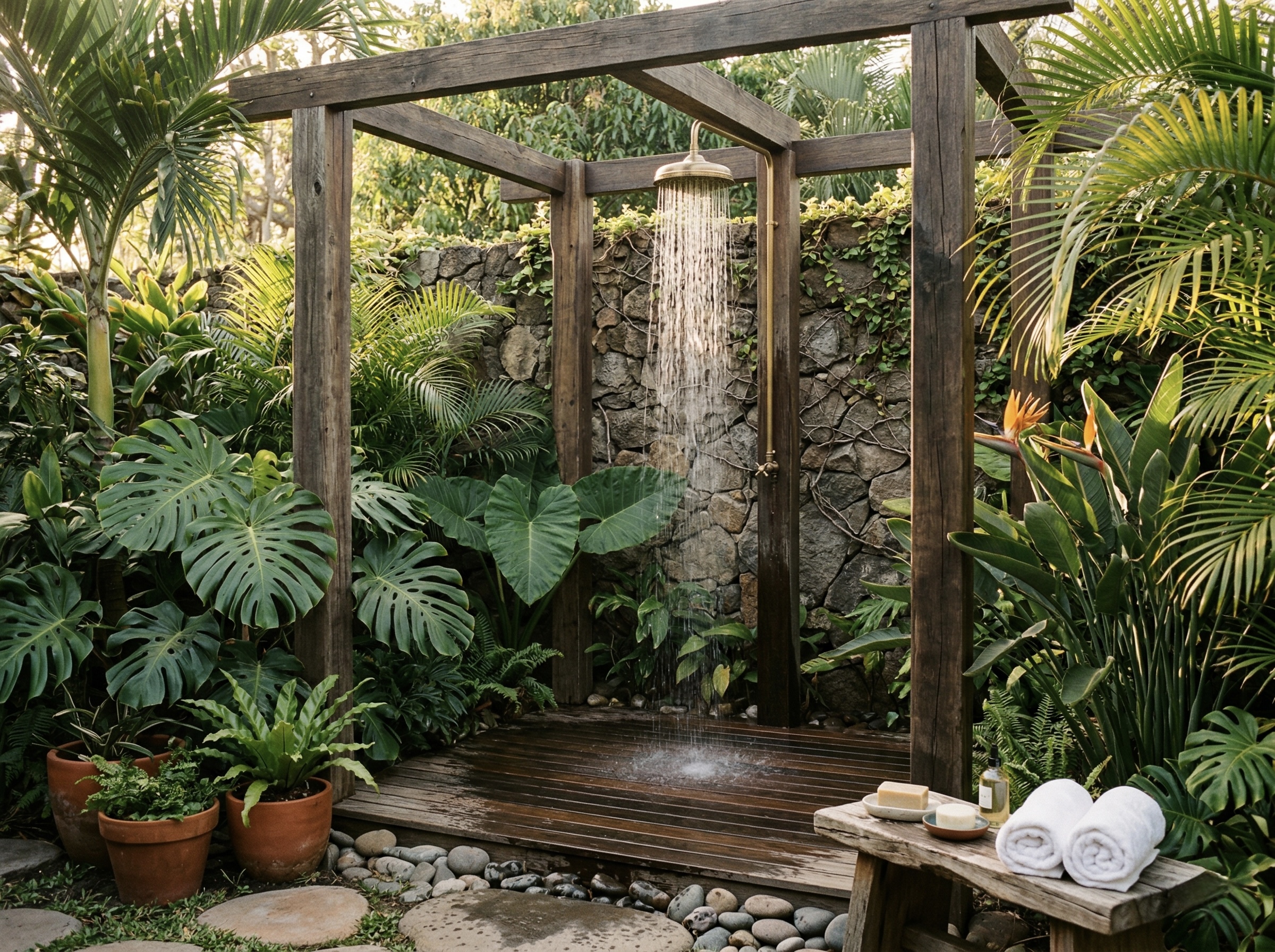 Natürliche Gartendusche