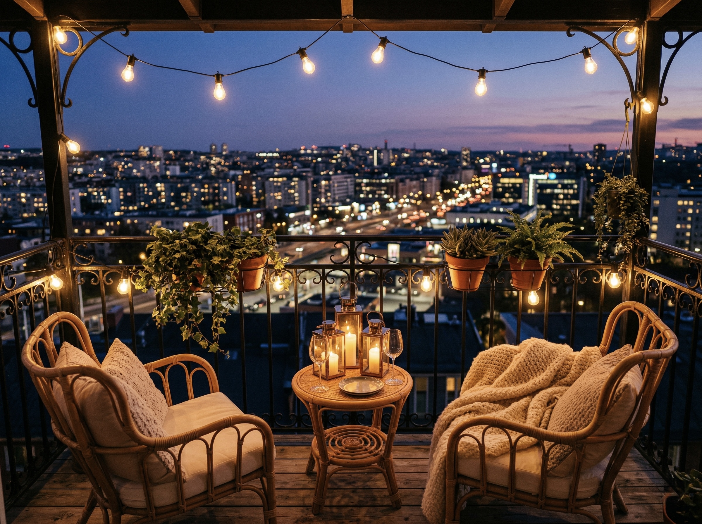 Romantischer Abendbalkon