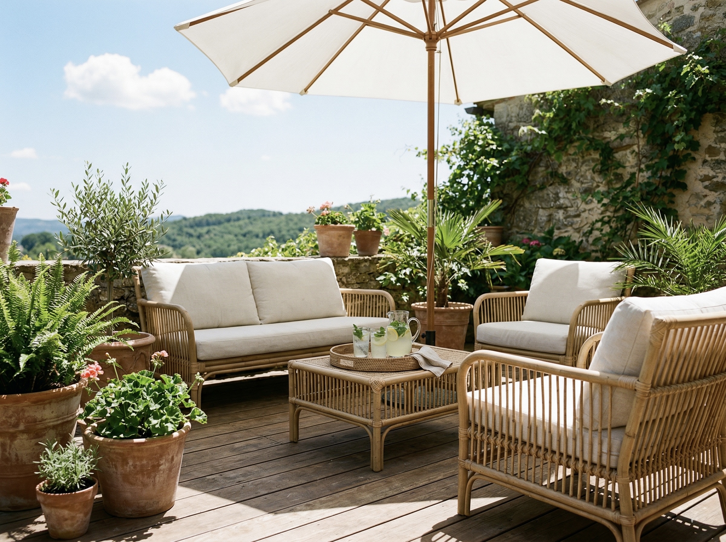 Sommerterrasse Rattan