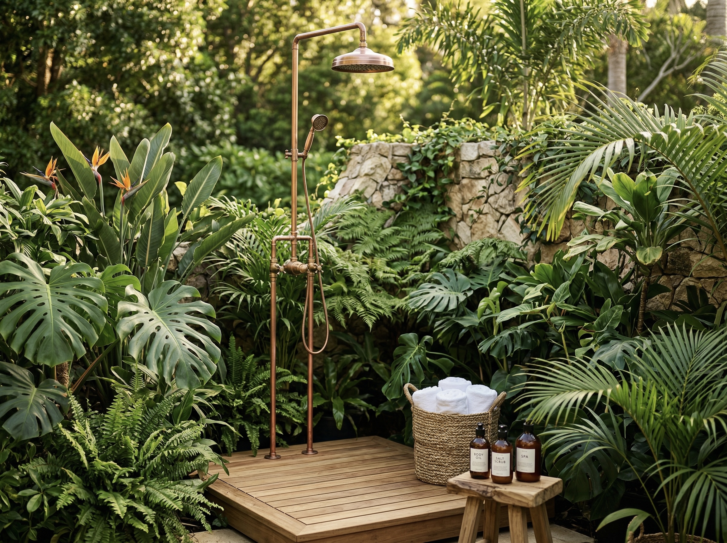 Gartendusche Holzdeck