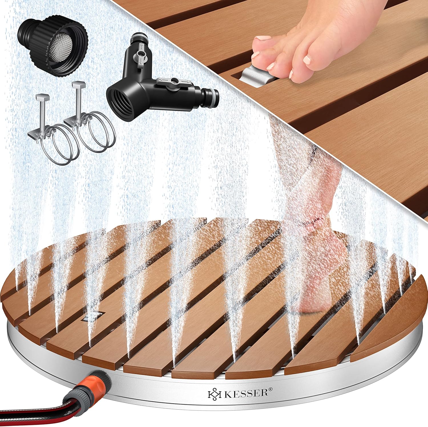 KESSER Gartendusche Bodendusche Holzoptik