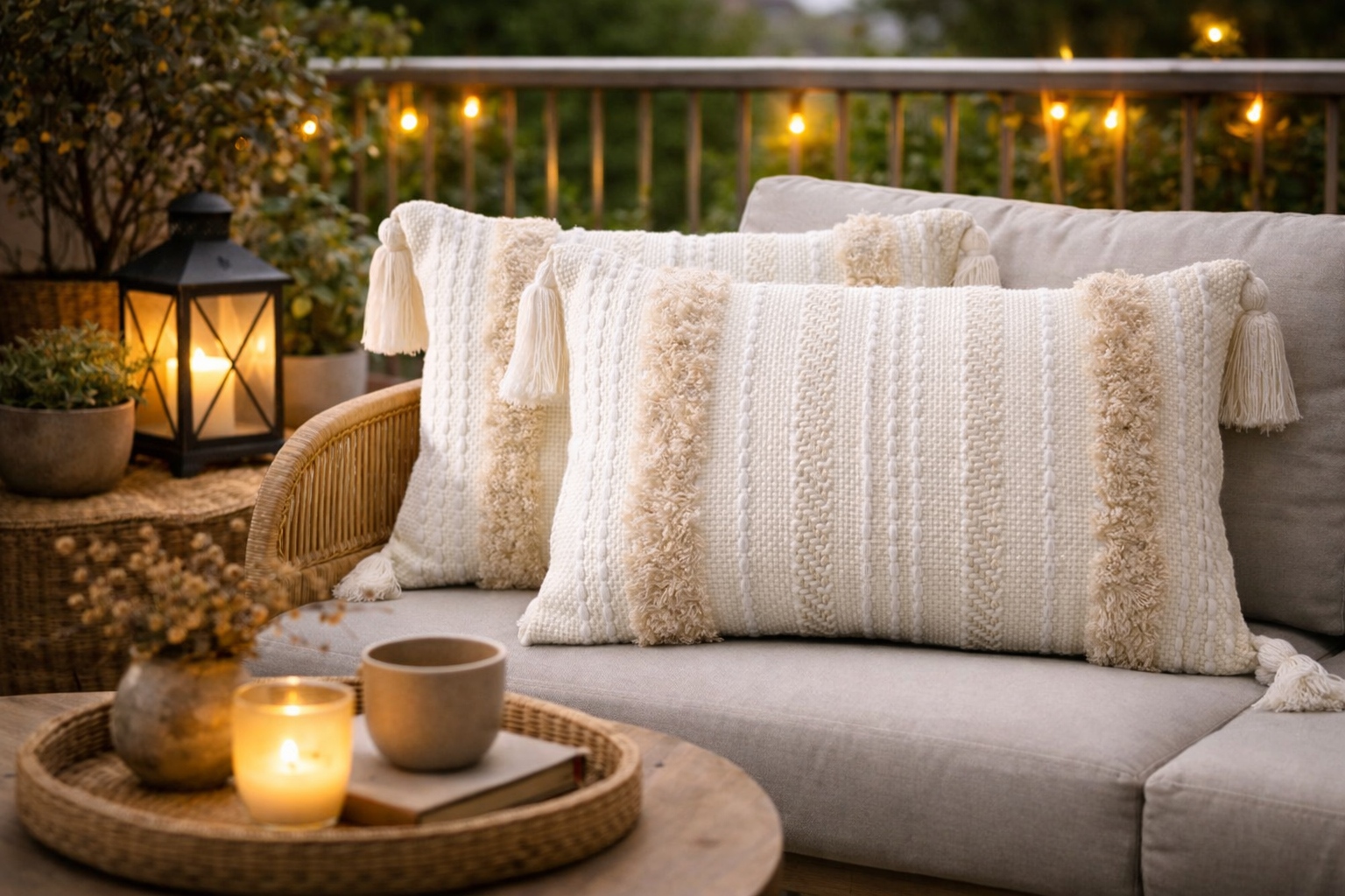 Boho Kissenbezug Beige