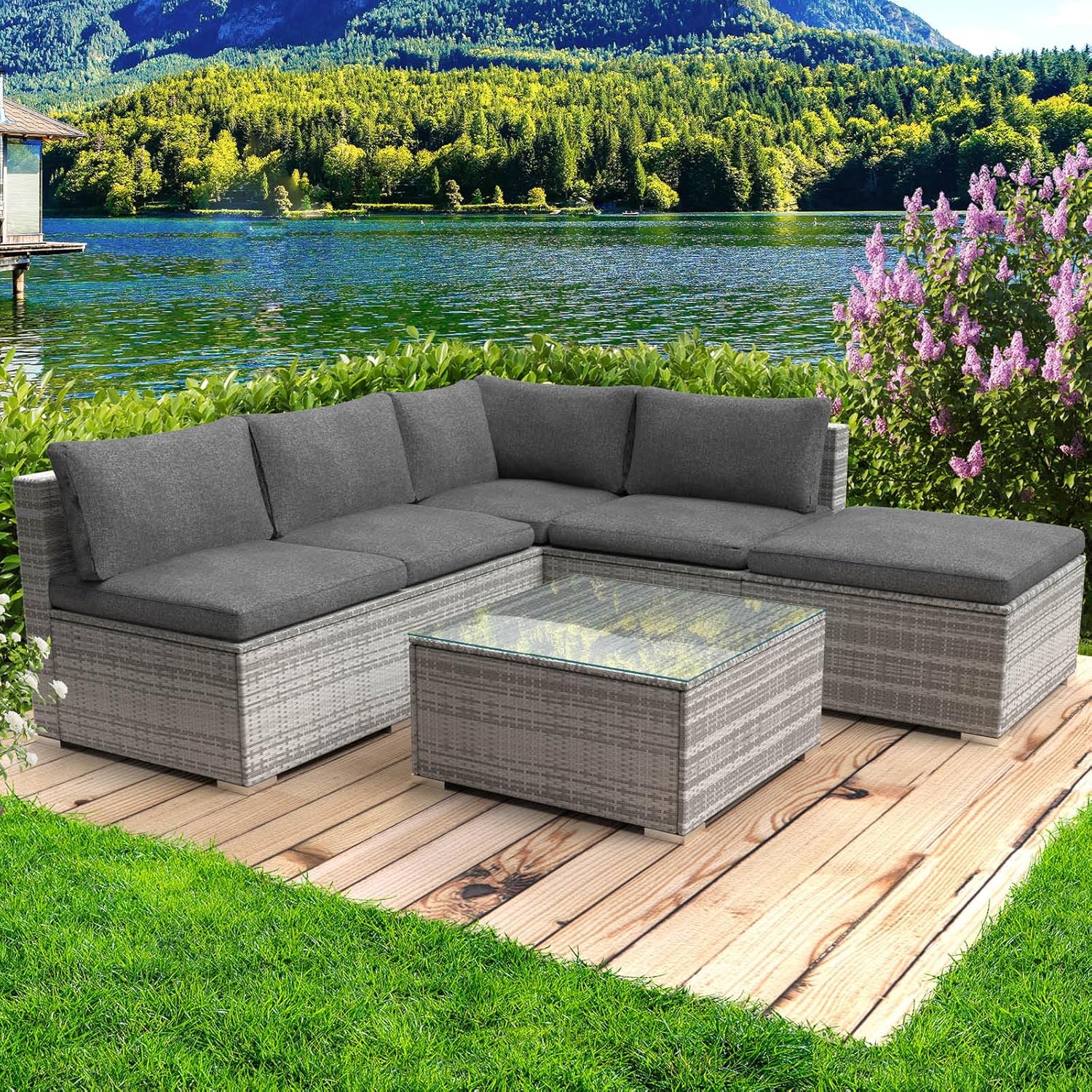 BRAST Gartenmöbel Lounge Set Oase Grau