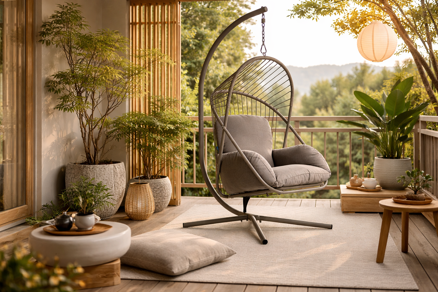 Kave Home Livadi Hängesessel Stahl Seil