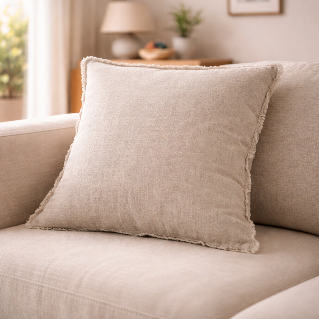 Leinen Kissenbezug in Naturfarbe