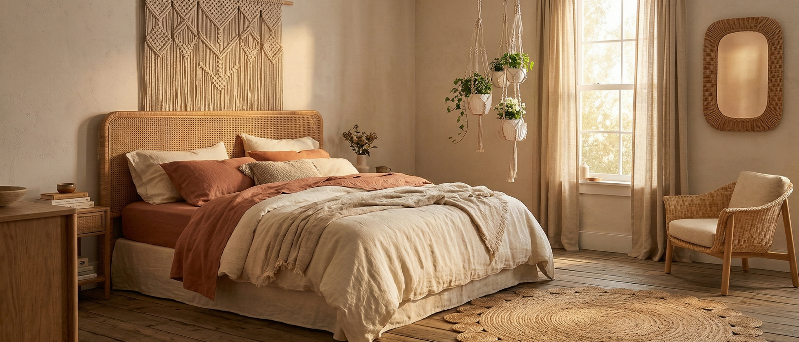 Boho Schlafzimmer einrichten – Rattan, Jute und Makramee Ideen 2026