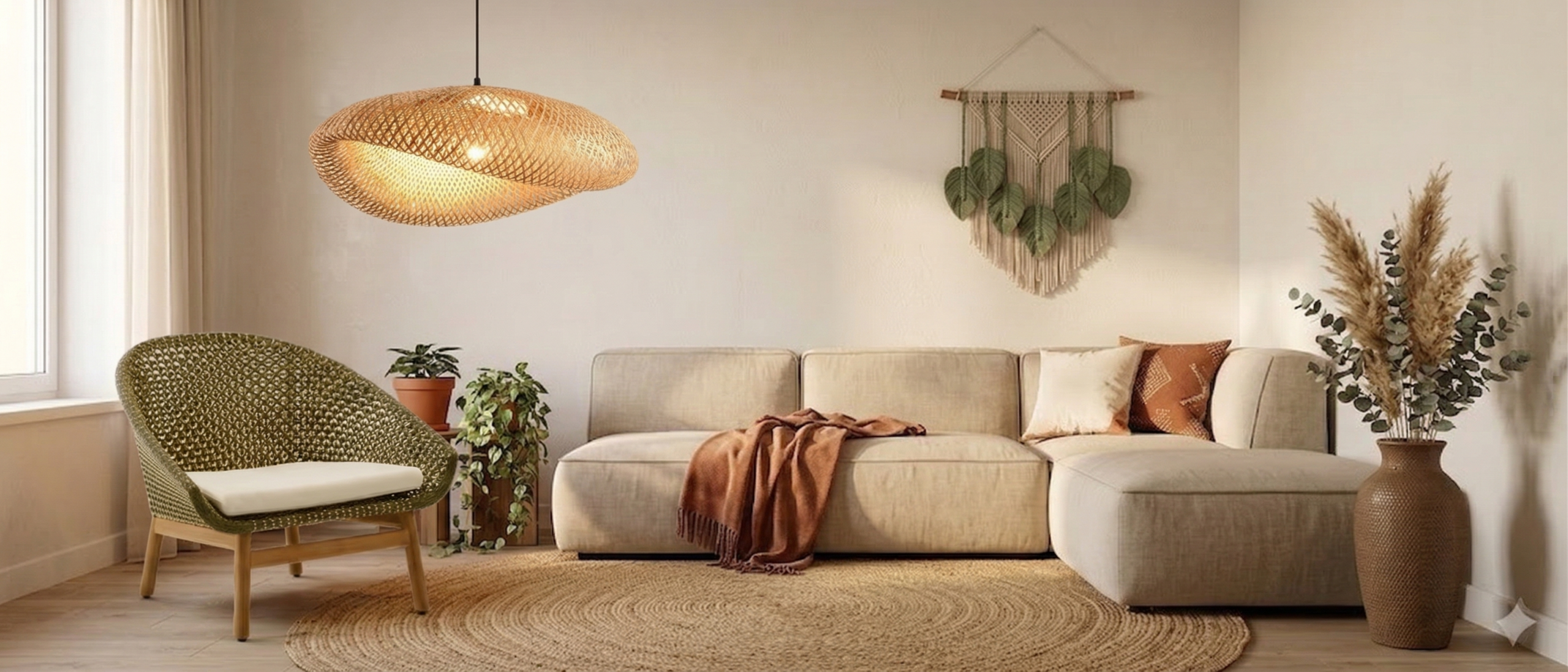 Boho Wohnzimmer einrichten 2026 – natürliche Ideen mit Rattan, Jute und Pflanzen