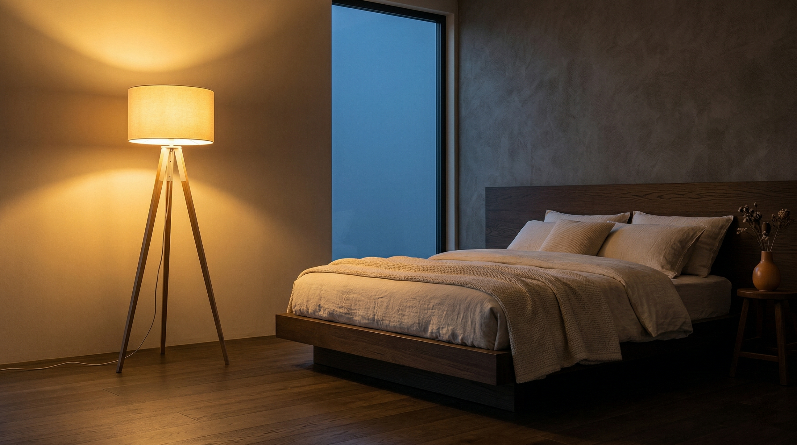 Japandi Schlafzimmer mit ruhiger Farbpalette