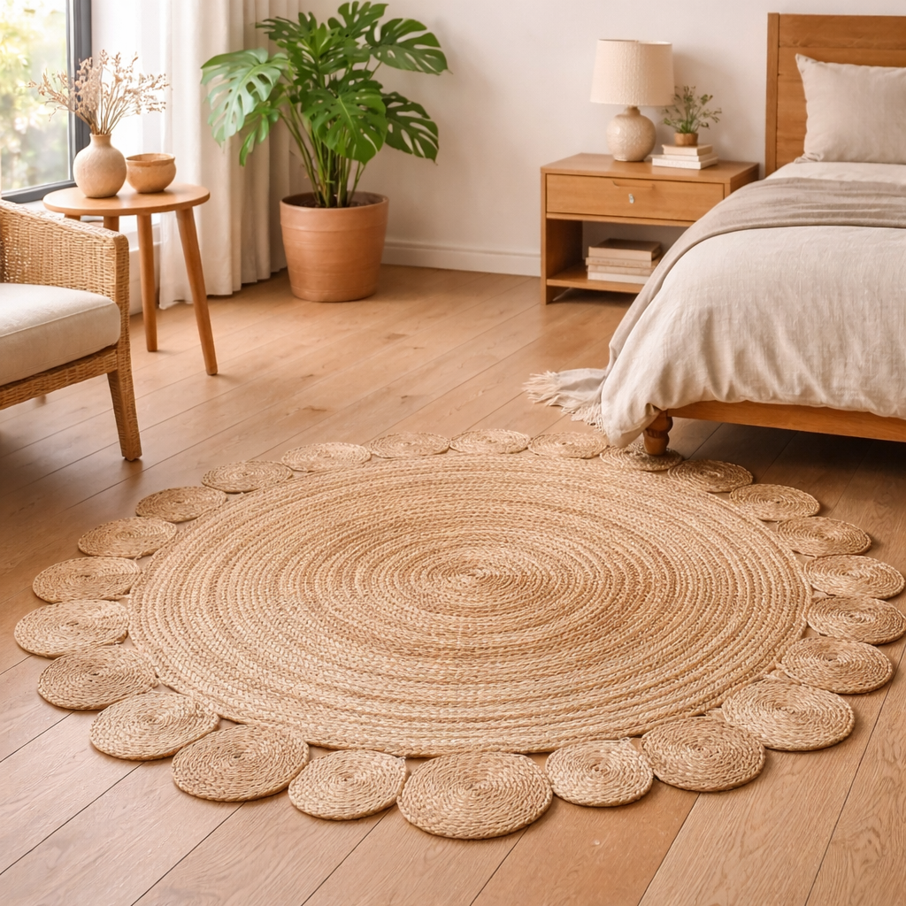 TT Home Jute Teppich Rund Natur 100cm
